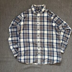 White and blue L.L bean plaid button-up shirt - XL